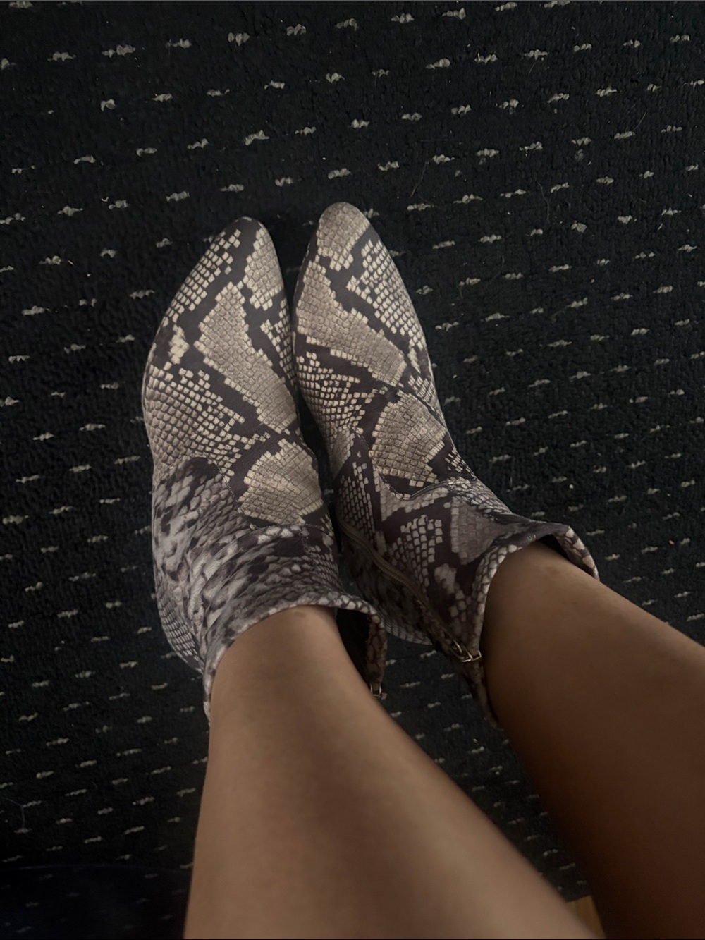 Steve Madden Gray Snake-Print Ankle Booties